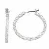 Nine West Textured Hoop Earrings Silver Tone