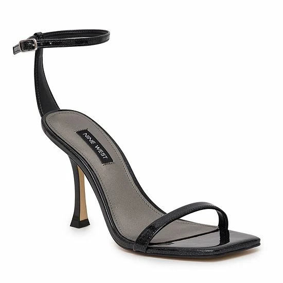 Nine West Yess Women's Ankle Strap Dress Sandals Black Glitter 8 Nine West Yess Women's Ankle Strap Dress Sandals Black Glitter - Image 8