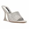 Nine West Ziptip Women's Dress Sandals Silver Shimmer