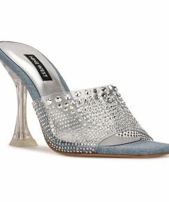 Nine West Ziptip Women's Dress Sandals Silver Shimmer -Nine West Shop unnamed file 4900