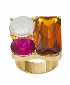 Nine West Gold Tone Multi Stone Ring