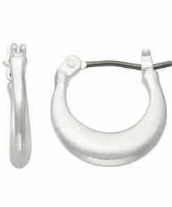 Nine West Thick & Thin Hoop Earrings Silver Tone