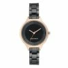 Nine West Women's Black Bracelet Watch With Rose Gold Tone Case