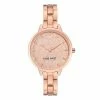 Nine West Women's Rose Gold Tone Bracelet Watch With Etched Flower Dial