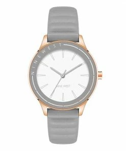 Nine West Women's Padded Leather Strap Watch Gray