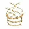 Nine West Gold Tone Chain & Bar Adjustable Bracelet Trio Set