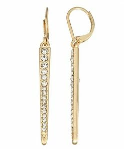 Nine West Gold Tone Simulated Crystal Linear Drop Earrings