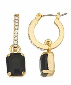 Nine West Hoop Octagon Drop Earrings
