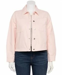 Plus Size Nine West Trucker Crop Jacket Crystal Pink -Nine West Shop unnamed file 5042