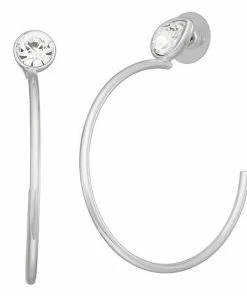 Nine West Silver Tone Mismatch Post Hoop Earrings