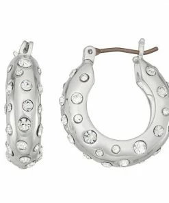 Nine West Crystal Hoop Earrings