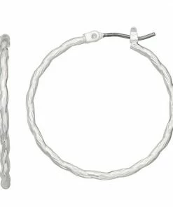 Nine West Silver Tone 30mm Tight Twist Hoop Earrings