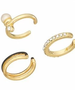 Nine West Gold Tone Simulated Pearl Ear Cuff Trio Set