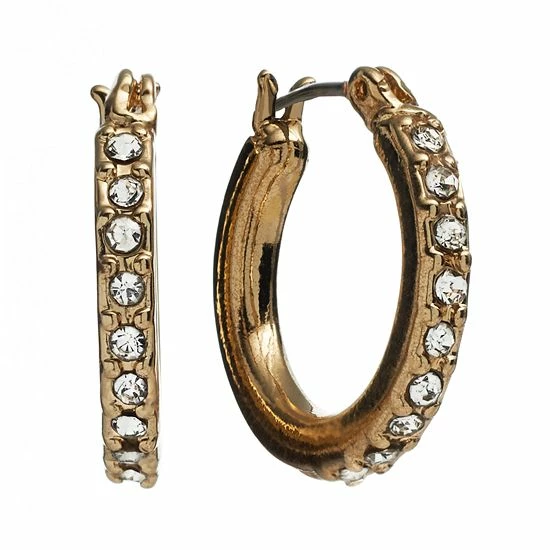 Nine West Simulated Crystal Mini Hoop Earrings Gold Tone 4 Nine West Simulated Crystal Mini Hoop Earrings Gold Tone - Image 4