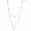 Nine West Gold Tone 3 Row Pendant Necklace