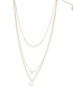 Nine West Gold Tone 3 Row Pendant Necklace