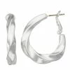 Nine West Silver Tone Twisted Hoop Earrings