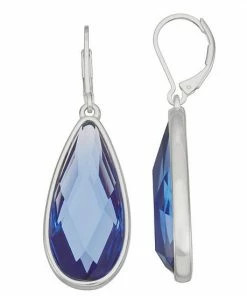 Nine West Silver Tone Blue Teardrop Earrings