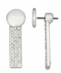 Nine West Pave Linear Front Back Stud Earrings