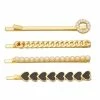 Nine West Gold Tone Heart And Simulated Pearl Bobby Pin Set