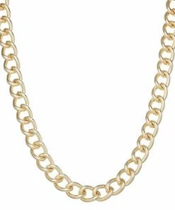Nine West Gold Tone Curb Chain Collar Necklace