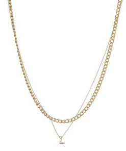 Nine West Multi-Row Initial "L" Pendant Necklace