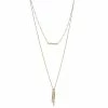 Nine West Gold Tone Stick Pendant & Bar Layered Necklace