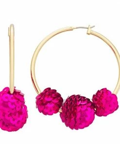 Nine West Sequins Disco Hoop Earrings Silver Tone -Nine West Shop unnamed file 5153