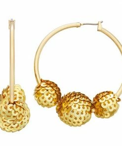 Nine West Sequins Disco Hoop Earrings Silver Tone -Nine West Shop unnamed file 5154