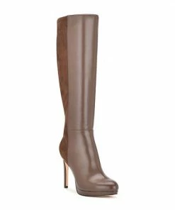 Nine West Queany Women's Knee High Platform Boots Dark Brown -Nine West Shop unnamed file 516