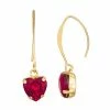 Nine West Gold Tone Red Crystal Heart Drop Earrings