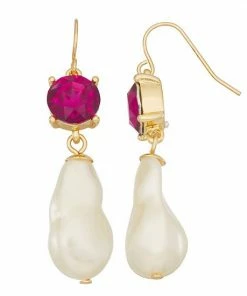 Nine West Gold Tone Simulated Pearl Drop Earrings
