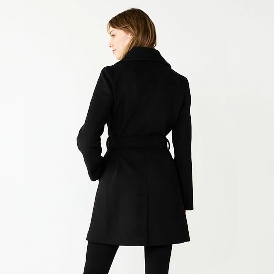 Women's Nine West Belted Trench Coat Black 2 Women's Nine West Belted Trench Coat Black - Image 2