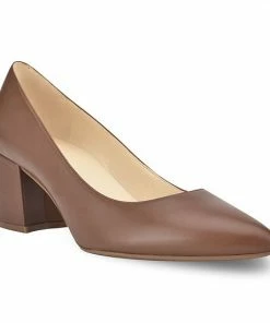 Nine West Issa Women's Leather Block Heels Dark Natural -Nine West Shop unnamed file 5191