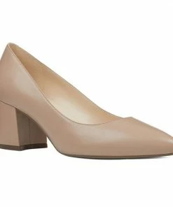 Nine West Issa Women's Leather Block Heels Dark Natural -Nine West Shop unnamed file 5193