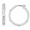 Nine West Silver Tone Small Hoop Earrings With Simulated Crystal Accents