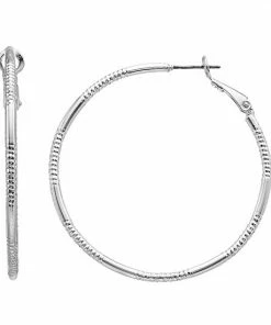 Nine West Ribbed Hoop Earrings