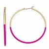 Nine West Gold Tone And Pink Large Hoop Earrings