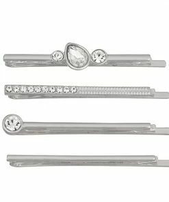 Nine West Silver Tone Simulated Crystal Bobby Pin Set