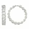 Nine West Silver Tone Chain Link Hoop Earrings