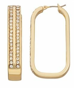 Nine West Gold Tone Drop Hoop Earrings