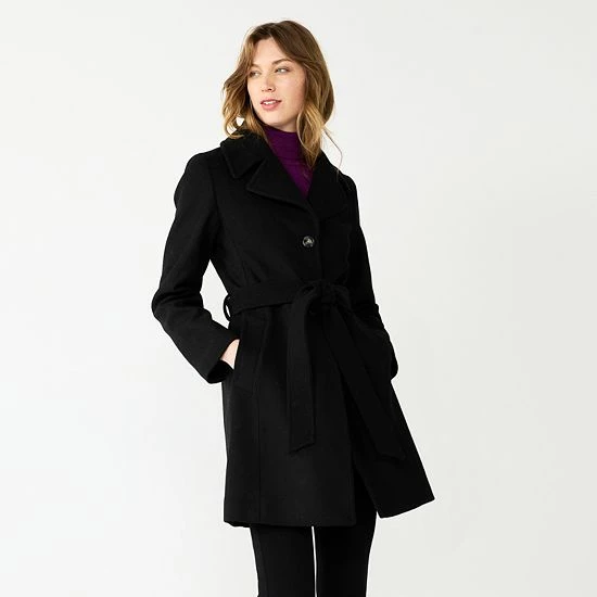 Women's Nine West Belted Trench Coat Black 6 Women's Nine West Belted Trench Coat Black - Image 6