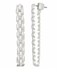 Women's Nine West Silver Tone Metal Chain Front Back Earrings