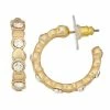 Nine West Gold Tone Stone Hoop Earrings