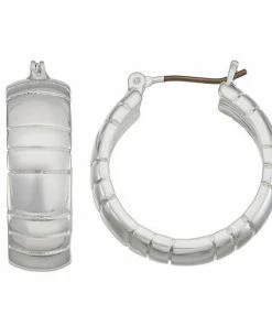 Nine West Silver Tone Small Metal Hoop Earrings