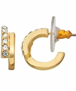 Nine West Gold Tone Bypass Huggie Hoop Earrings