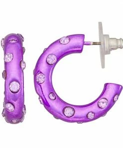 Nine West Violet Crystal C-Hoop Earrings