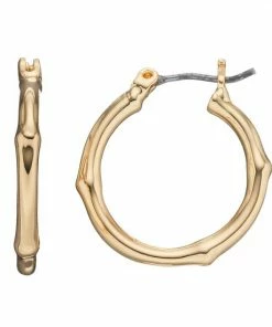 Nine West Bamboo Hoop Earrings Gold Tone -Nine West Shop unnamed file 5259
