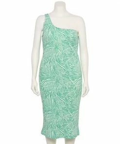 Plus Size Nine West One-Shoulder Bodycon Dress Small Zebra