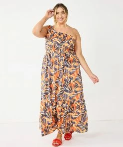 Plus Size Nine West One-Shoulder Smocked Maxi Dress Abstract Fronds 6 Plus Size Nine West One-Shoulder Smocked Maxi Dress Abstract Fronds -Nine West Shop unnamed file 5269